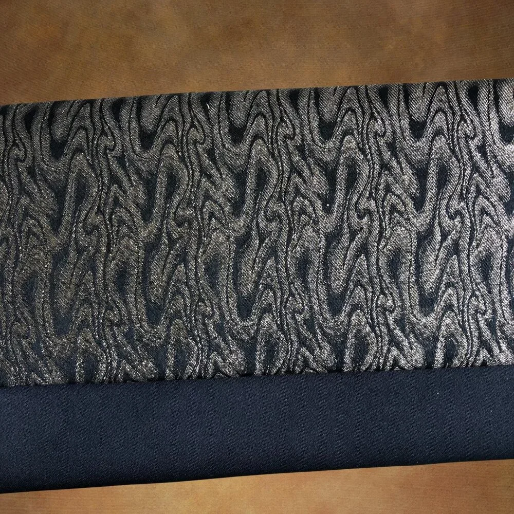 Whiting & Davis Black Gold Brocade Evening Clutch Shoulder Bag Vintage